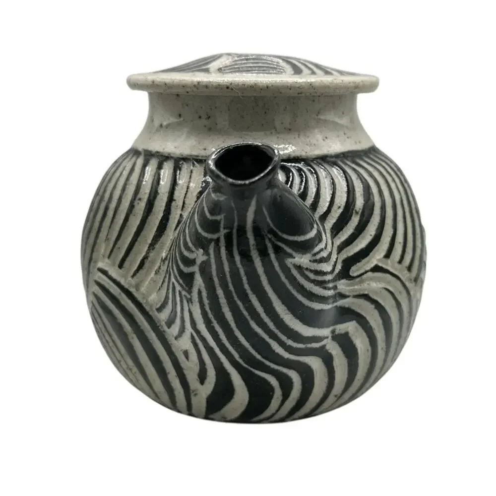 Handmade Artistic Stoneware Teapot Textured Artist Signed